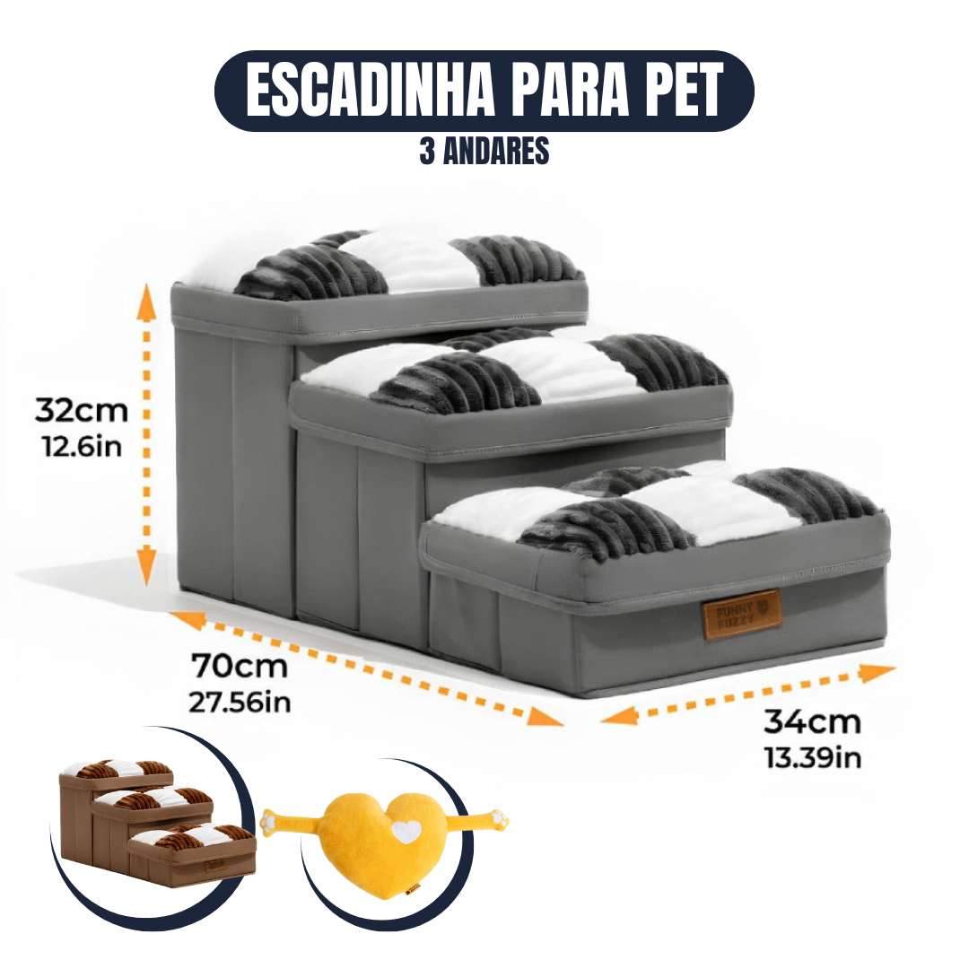 [COMPRE 1 LEVE 2] Escada Para Pet Artesanal com Espaço Interno + 2 Brindes Incríveis