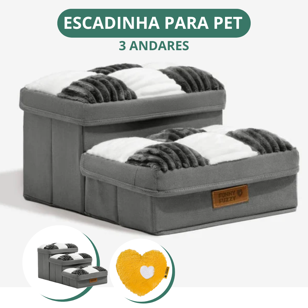 [COMPRE 1 LEVE 2] Escada Para Pet Artesanal com Espaço Interno + 2 Brindes Incríveis