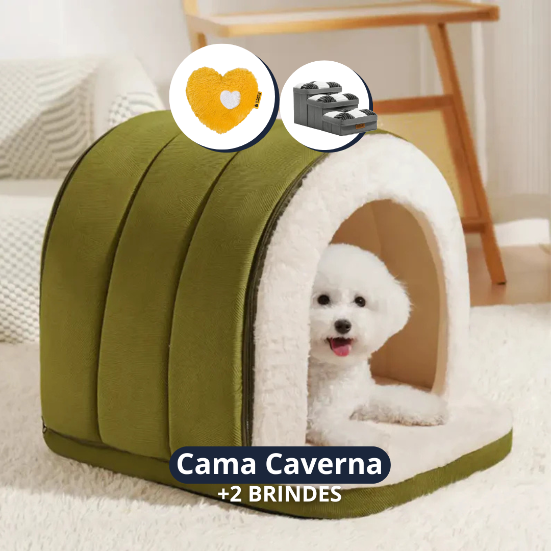[ÚLTIMAS UNIDADES] Cama Ortopédica Caverna - Escadinha Pet + Pelúcia de BRINDE