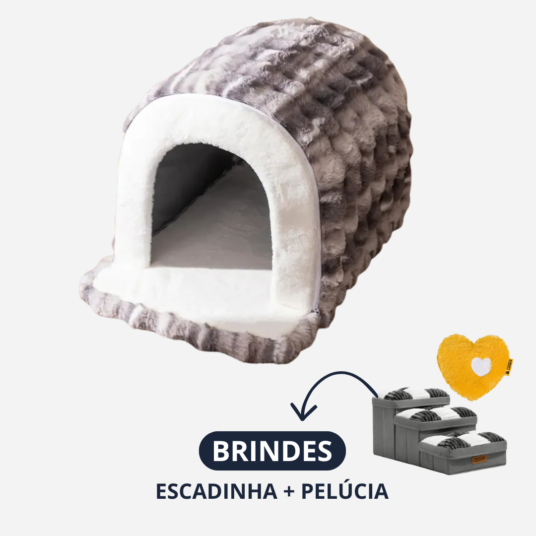 [ÚLTIMAS UNIDADES] Cama Ortopédica Caverna - Escadinha Pet + Pelúcia de BRINDE
